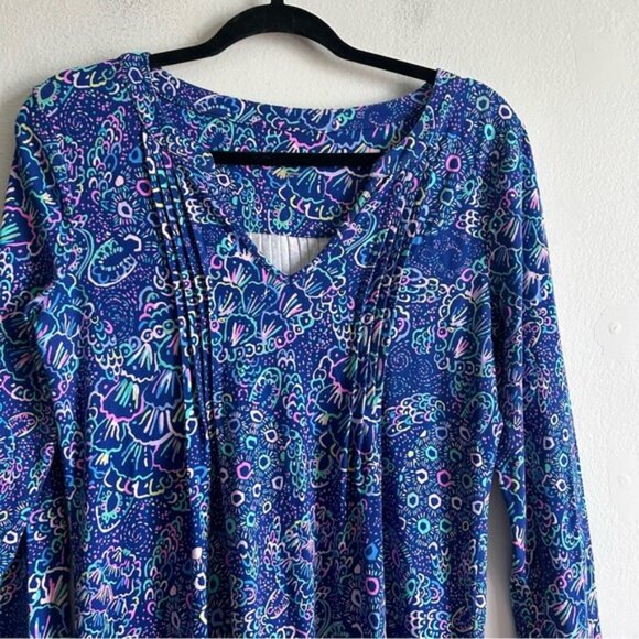 LILLY PULITZER Sz S Aubrey UPF 50 Multi Floral Tropical Pleated Dress - Picture 4 of 12